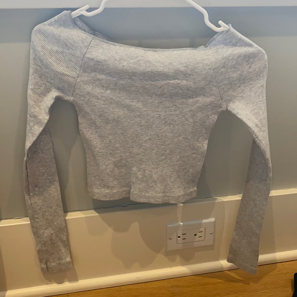 grey off the shoulder longsleeve